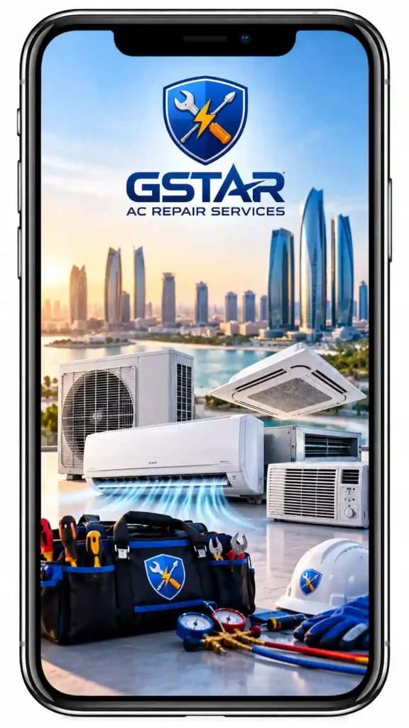 AC repair and maintenance equipment with split, window, duct, and HVAC air conditioning units in Abu Dhabi