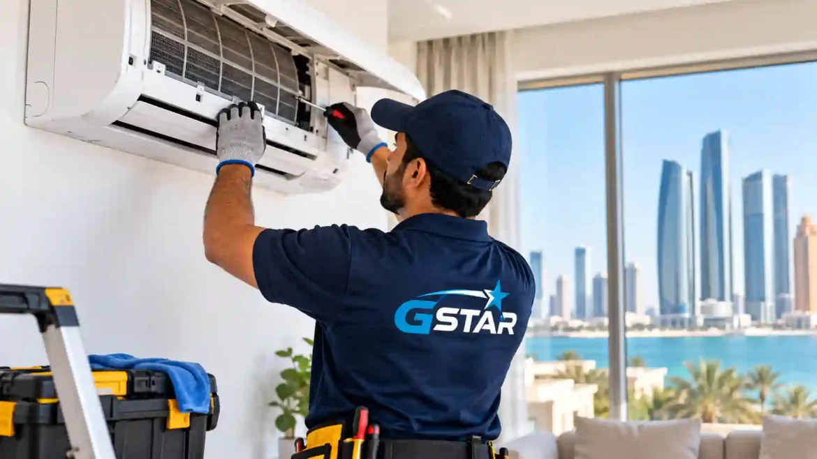 GSTAR technician providing AC repair in Abu Dhabi
