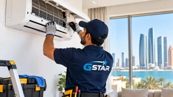 GSTAR technician providing AC repair in Abu Dhabi