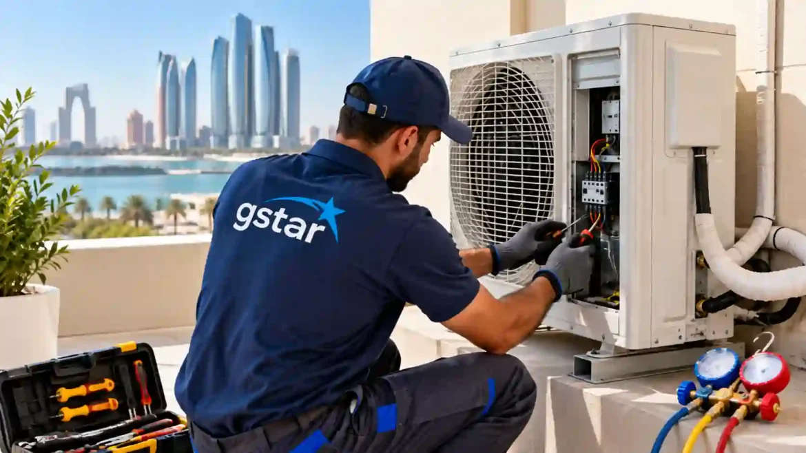 GSTAR technician providing air conditioner repair in Abu Dhabi